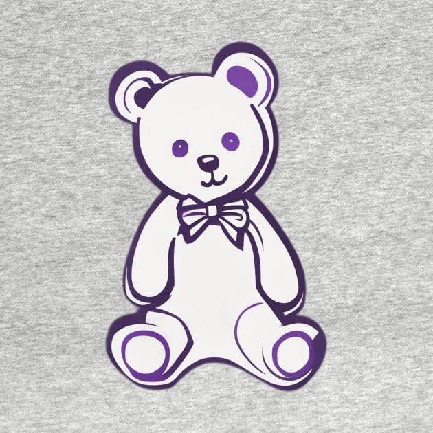 Charming Purple Bow Tie Teddy Bear Illustration No. 618 by cornelliusy